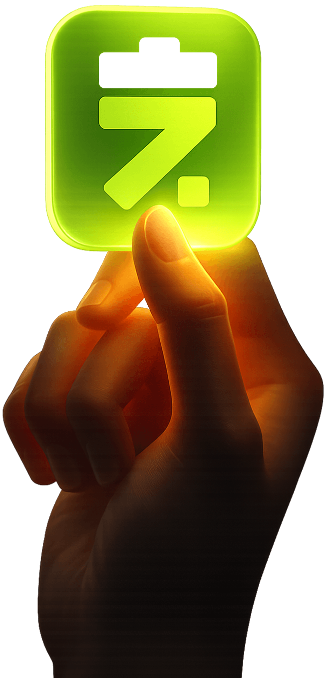 Hand holding the Tradzu logo